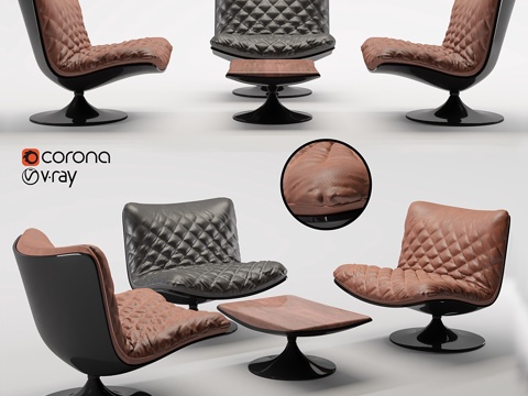  皮革扶手椅3d模型 