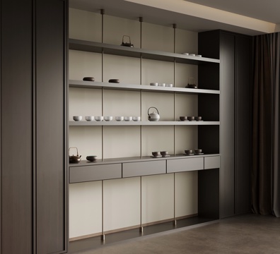 新中式茶柜 装饰柜su模型