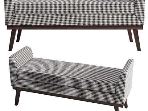  经典软垫长凳3d模型 