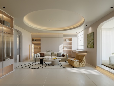  奶油风卧室 现代卧室  休闲双人沙发 奶油风装饰画 奶油风功3d模型 