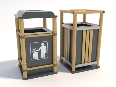  现代风格垃圾桶3d模型 