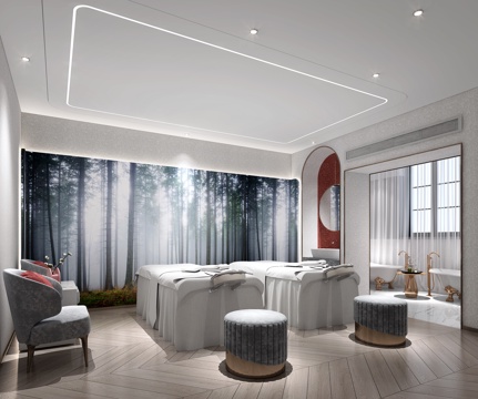 500平美容院 最新全套施工图 效果图合集cad施工图