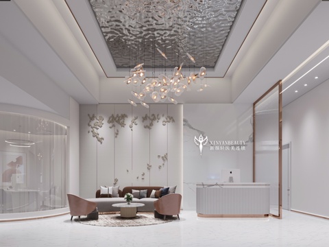 轻奢美容院 最新全套施工图 效果图合集cad施工图