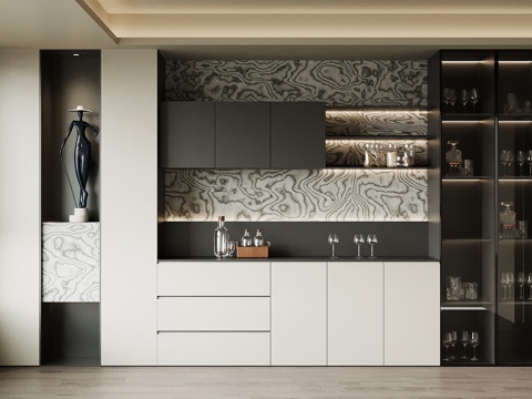  现代酒柜 餐边柜3d模型 