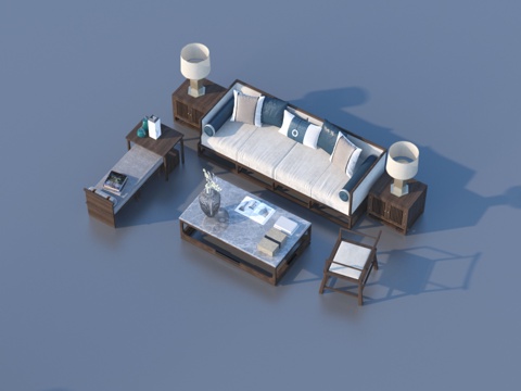  沙发茶几组合3d模型 