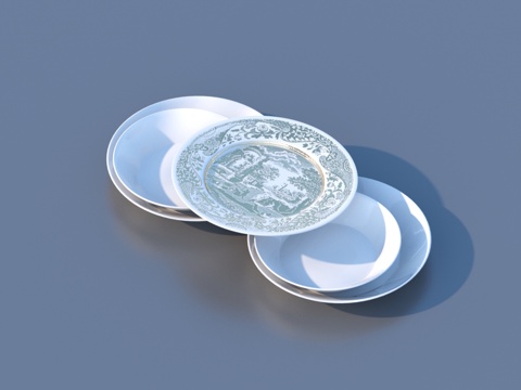  盘子 勺子 碗 餐具 厨房用具3d模型 