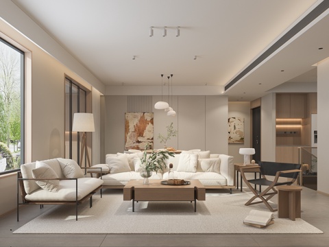  原木风客餐厅家具3d模型 