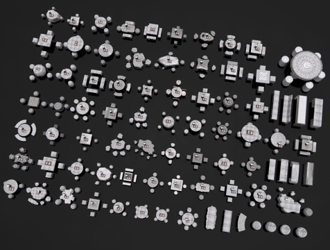 新中式石桌椅 石桌石凳 景观座椅 石头座椅 石茶几 石台su模型