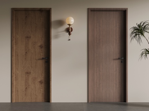 中古风单开门 室内门su模型