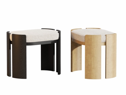 原木中古凳子su模型