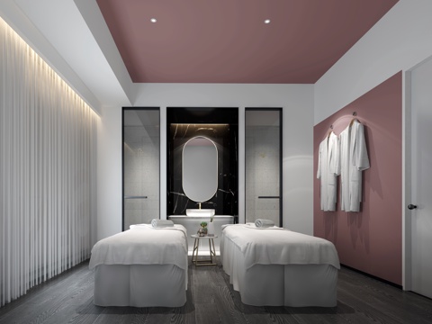 轻奢美容院 最新全套施工图 效果图合集cad施工图