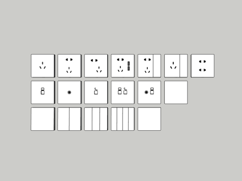 现代开关插座面板动态组件su模型