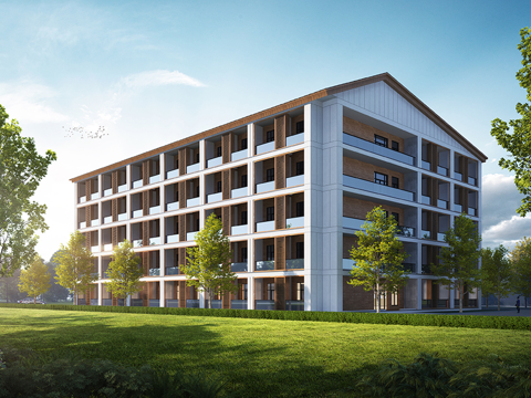 现代社区养老院建筑 福利院建筑 适老建筑su模型