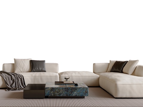  现代简约沙发茶几组合 休闲椅 客厅沙发 布艺沙发 茶几3d模型 