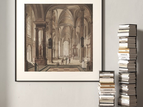 现代装饰画 书籍 书架su模型