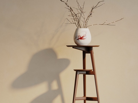 新中式花架 花瓶su模型