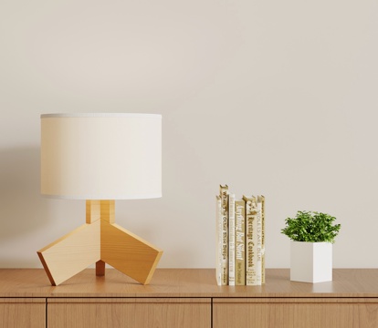 侘寂中古风台灯 摆件 绿植su模型