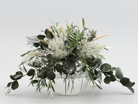  橄榄枝与桉树草束花3d模型 