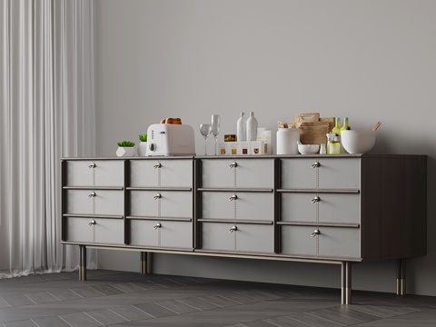 现代意式餐边柜 矮柜su模型