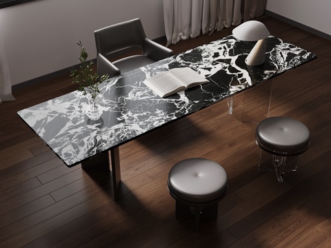 现代意式书桌椅su模型