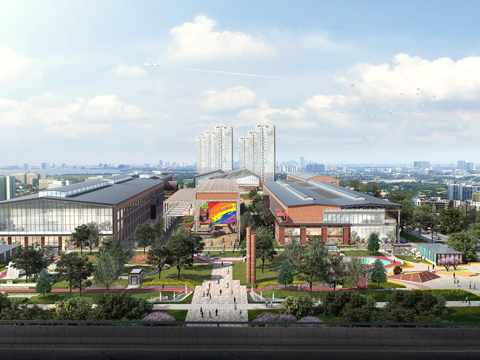 工业旧厂房 改造景观公园 老旧厂房建筑su模型