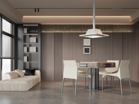  意式棋牌室 麻将桌3d模型 