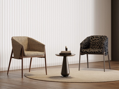  现代中古风休闲椅 餐椅3d模型 