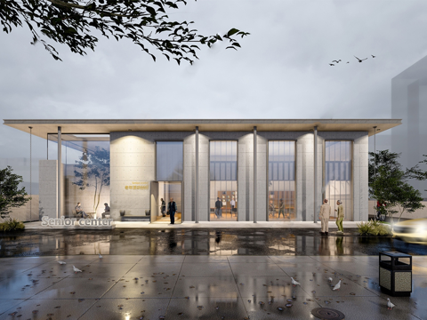 现代社区养老院建筑 福利院建筑 适老建筑 康养中心 老年公寓su模型