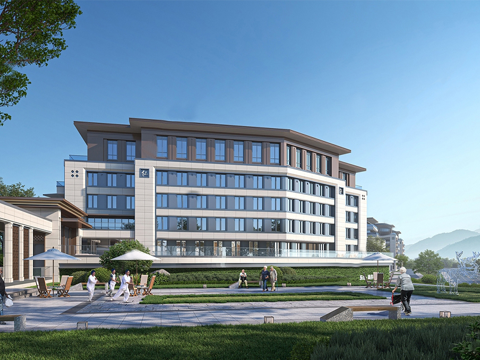 现代社区养老院建筑 福利院建筑 适老建筑su模型