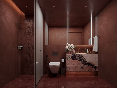  现代卫生间3d模型 