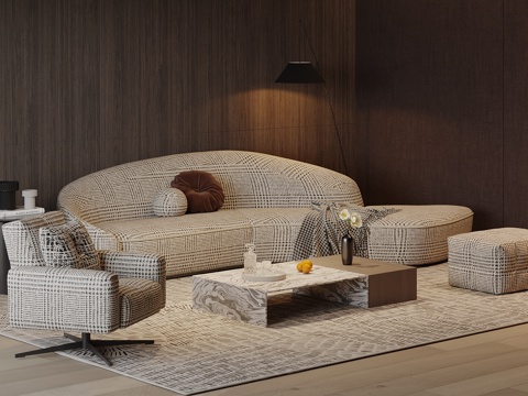 现代多人沙发 沙发茶几组合su模型