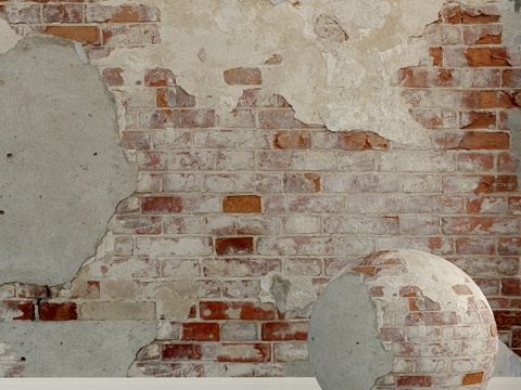  砖墙。旧砖。983d模型 