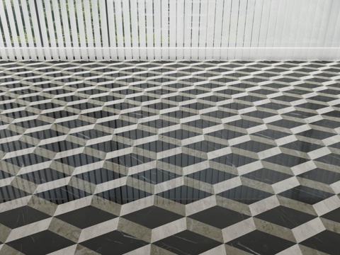  现代石材地面拼花3d模型 