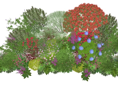  现代室内植物堆景观组合su模型 