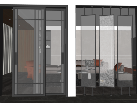 卧室 推拉门 卫生间 家装 客厅 构件 五金 门 窗su模型