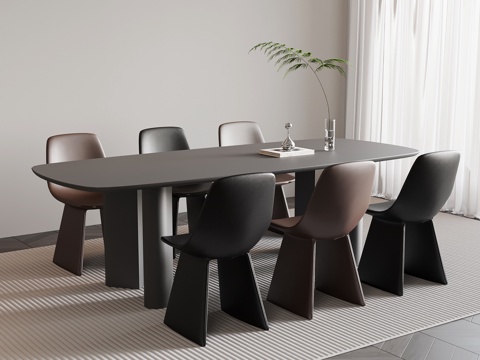  现代意式餐桌椅3d模型 