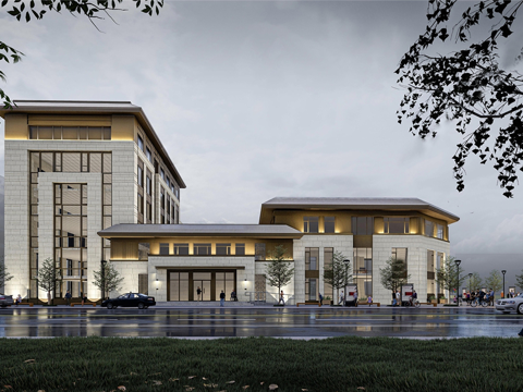 现代社区养老院建筑 福利院建筑 适老建筑 康养中心 老年公寓su模型