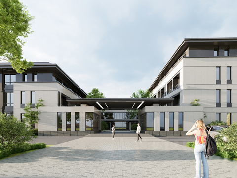 现代社区养老院建筑 福利院建筑 适老建筑 康养中心 老年公寓su模型