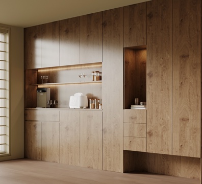 现代中古风餐边柜su模型