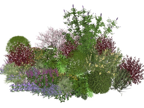  现代室内植物堆景观组合su模型 