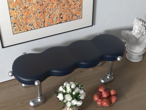  现代换鞋凳su模型 