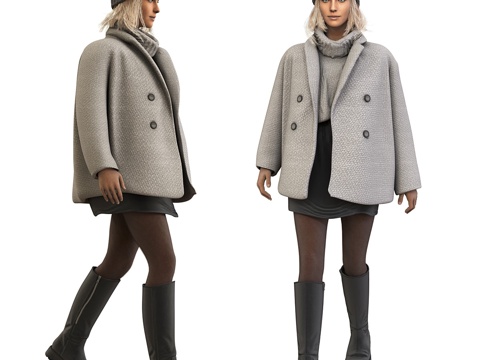  行走中的女人 女孩3d模型 