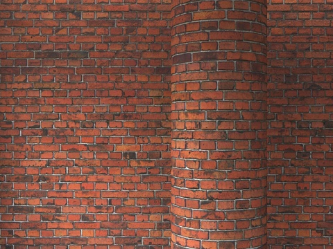  砖红色砌体3d模型 