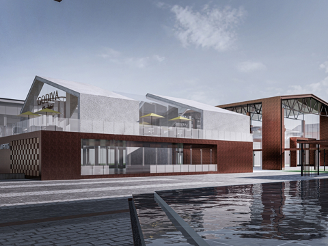 现代办公楼 文创产业园su模型