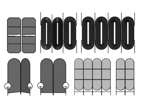  现代屏风隔断 藤编屏风 黑色移动屏风3d模型 