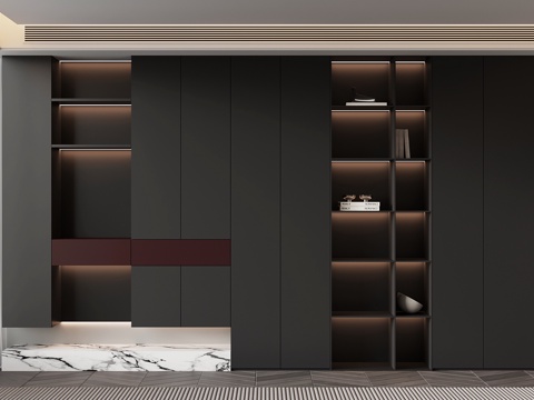 现代意式书柜 置物柜su模型