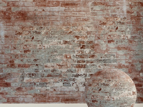  砖墙。旧砖。1003d模型 