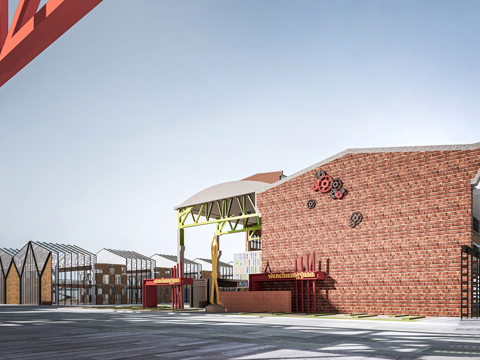 工业文创产业园 工业厂房 红砖房su模型