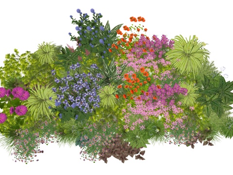  现代室内植物堆景观组合su模型 