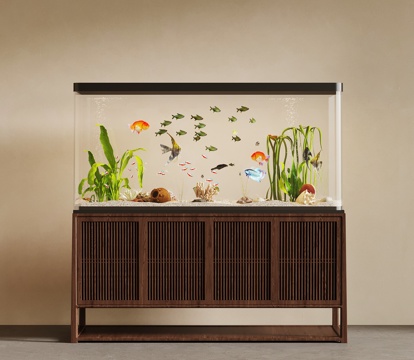  新中式鱼缸3d模型 